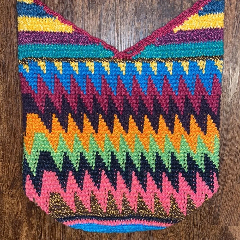 Hand Crochet Muli-colored Woven Hobo Bag